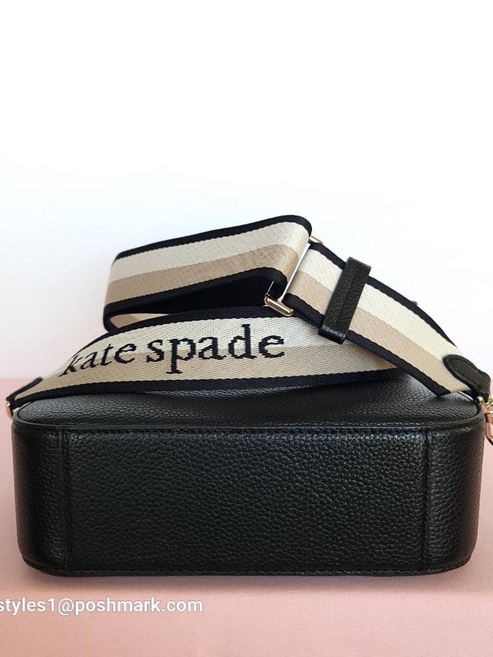 KATE SPADE Hudson Pebbled Leather Messenger Crossbody Bag- Black color⭐ - Picture 10 of 16